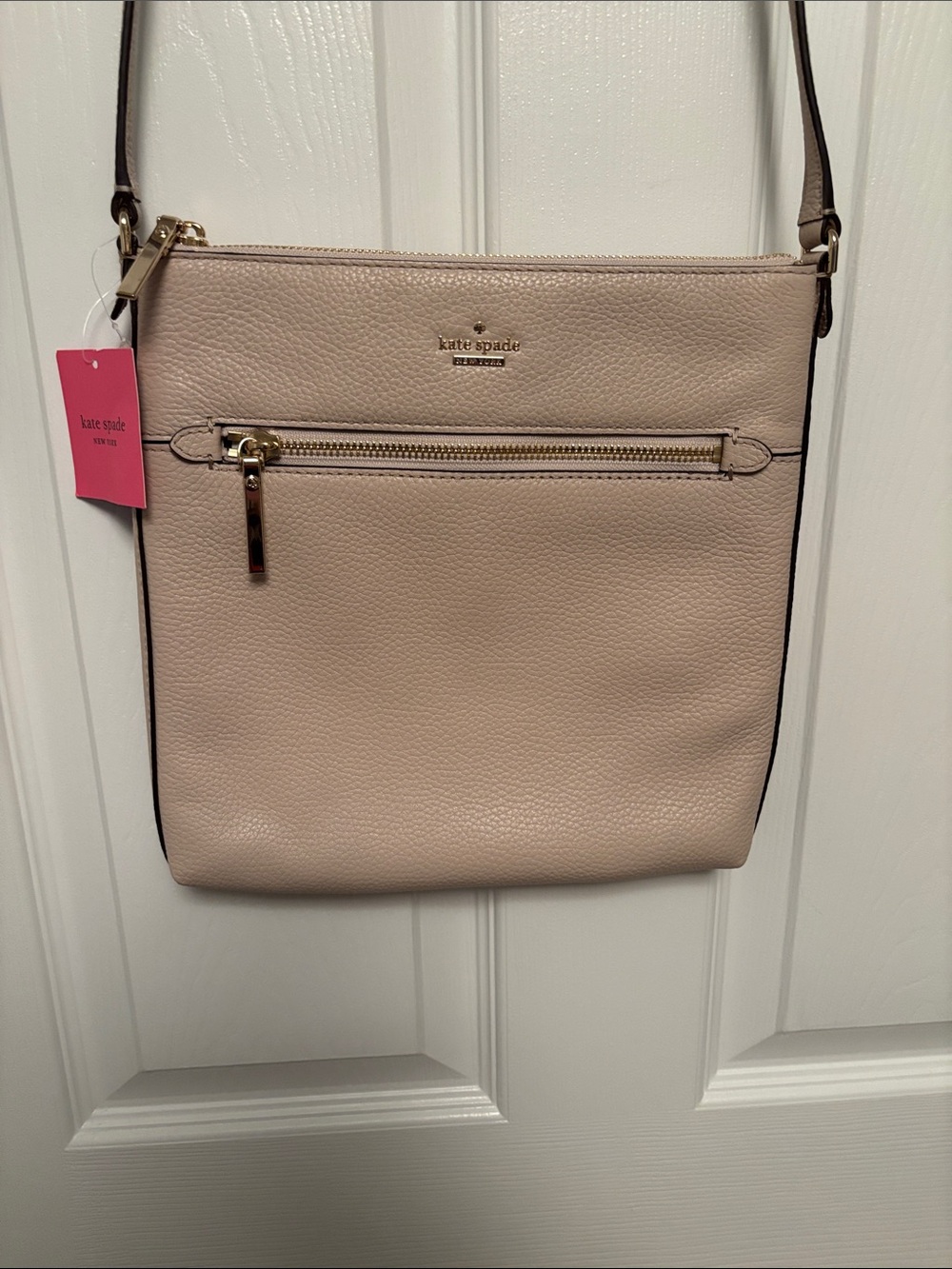 kate spade Pebbled Leather Crossbody in Light Blush with Gold Hardware